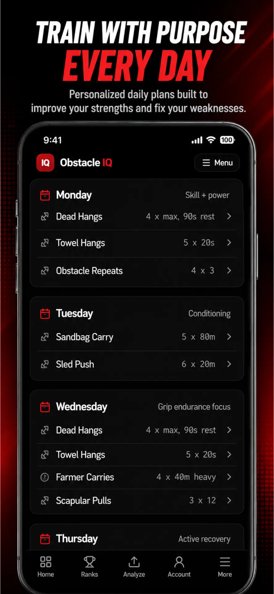 Personalized daily training plan